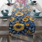 Woodblock Sunflower Pattern Table Runner (Cotton, Poly)