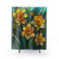 Faux Stained Glass Daffodil Flowers Polyester Shower Curtain