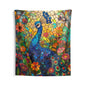 Tapestry of Peacock Faux Stained Glass, Vibrant Psychedelic, Art Wall Tapestries