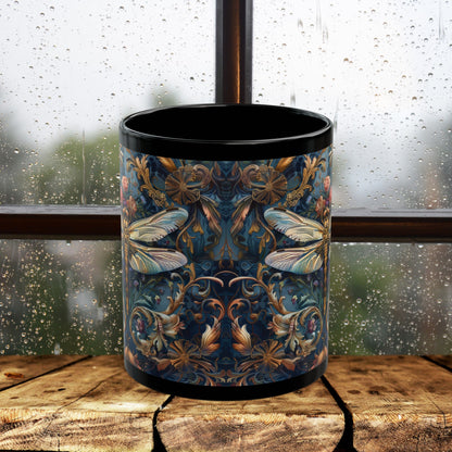 Dragonfly Indigo Ornate William Morris Inspired | Cottage-core Mug 11oz, 15oz