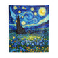 Starry Night Inspired Wall Tapestry with Floral Field, Vibrant Artistic Home Decor
