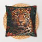 William Morris Inspired Botanical Leopard Pillowcase, Farmhouse Decorative Leopard Pillowcase