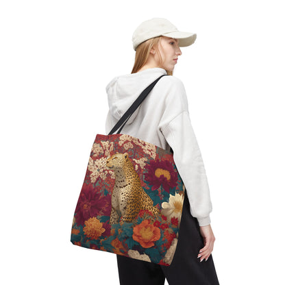 Botanical Cheetah Tote Bag, William Morris Inspired Exotic Jungle Cat Market Bag