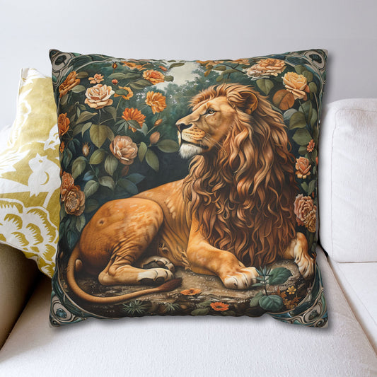 Forest Lion Decorative Polyester Square Pillowcase