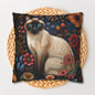 William Morris Inspired Siamese Cat Flower Garden Pillowcase