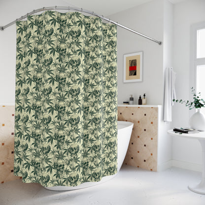 Weed Leaves Skulls Polyester Shower Curtain