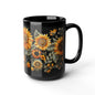 Sunflowers Pattern Embroidery Mug Black Mug (11oz, 15 oz)