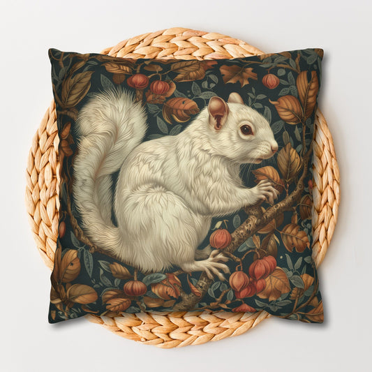 William Morris Forest White Squirrel Pillowcase