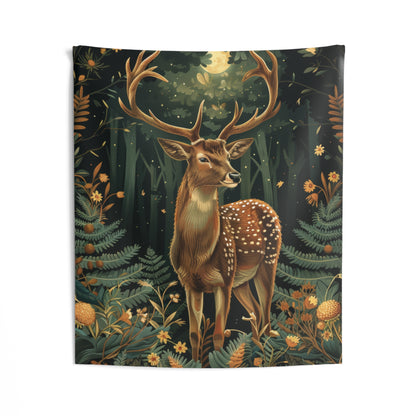 Tapestry of Forestcore Deer William Morris Inspired Art Nouveau Indoor Wall Tapestries