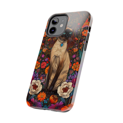 Art Deco Siamese Cat In The Style of William Morris iPhone Tough Case