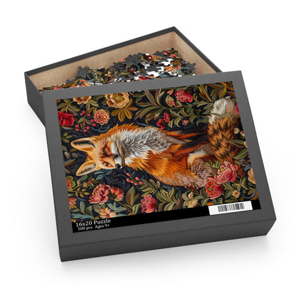 Wild flowers Fox William Morris Inspired Jigsaw Puzzle (120, 252, 500-Piece) Gift-Ready Box, Adult Jigsaw Puzzle