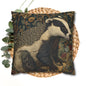 Vintage Badger Botanical Pillowcase, William Morris Inspired Woodland Animal Cushion