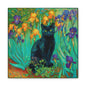 Black Cat Among Irises, Vibrant Floral Canvas Wall Art, Matte Stretched Canvas 1.25"
