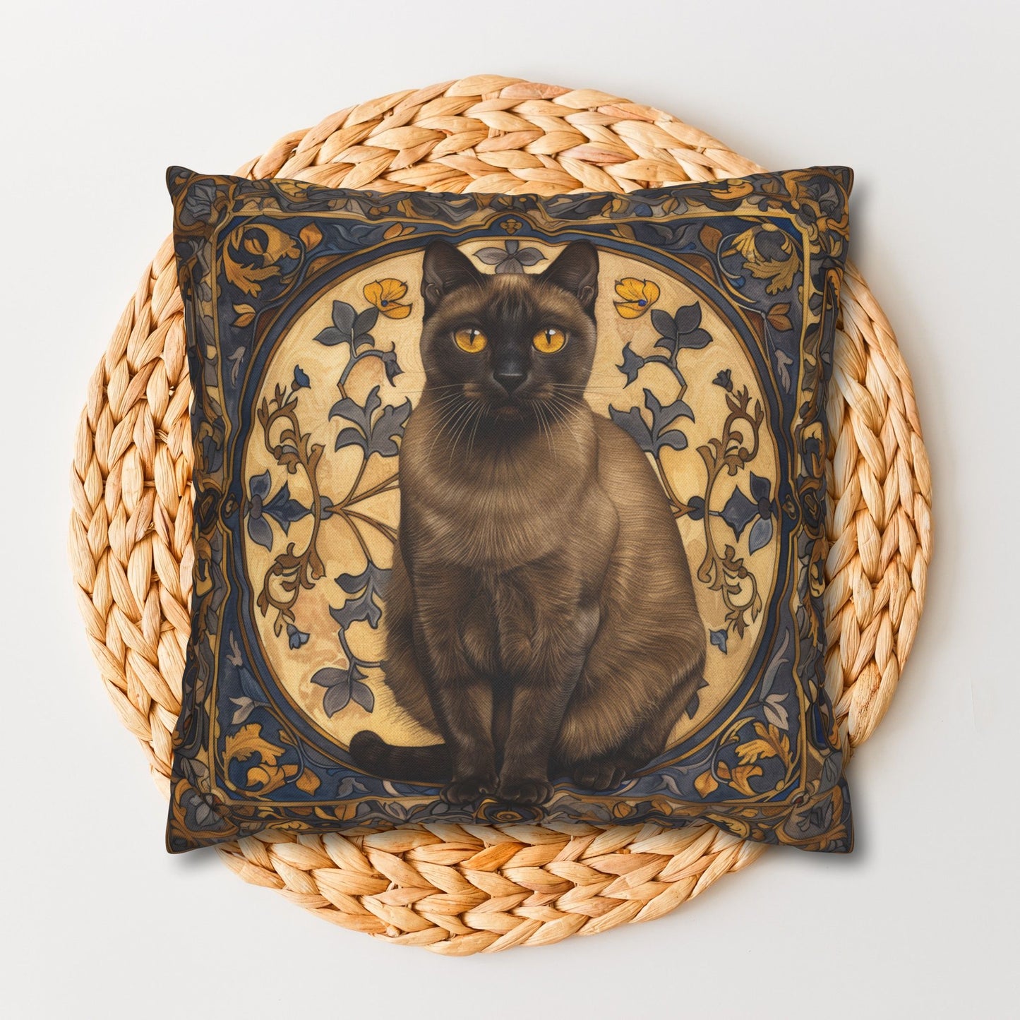 Art Deco Burmese Cat Decorative Pillowcase