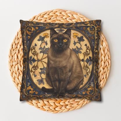 Art Deco Burmese Cat Decorative Pillowcase