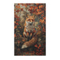 Fall Autumn Woodland Fox William Morris Inspired Rectangle Area Rug, Stylish Fox Living Room Carpet Decor, Home Accent Rug for Fox Lovers