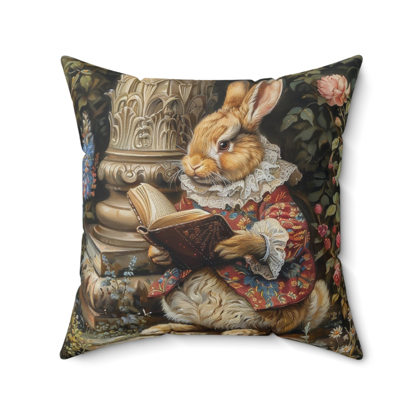 William Morris Inspired Rococo Peter The Rabbit Vintage Book Pillow