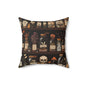 Gothic Apothecary Pillow, Witchcraft Potion Shelf Dark Academia Throw Cushion, Spooky Halloween Decor