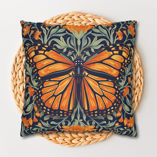 William Morris Inspired Monarch Butterfly Spring Pillowcase