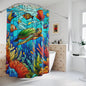 Stained Glass Colorful Tropical Fish, Sea Turtles, and Coral Reef Shower Curtains