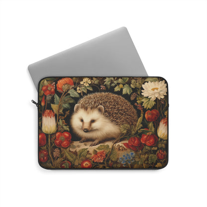 William Morris Inspired Botanical Hedgehog Laptop Sleeve| Laptop Sleeve Hedgehog Neoprene Laptop Case | Office Accessories Gift