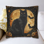 Art Deco Full Moon Black Cat Halloween Home Decor Pillowcase