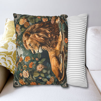 Forest Lion Decorative Polyester Square Pillowcase