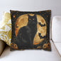 Art Deco Full Moon Black Cat Halloween Home Decor Pillowcase
