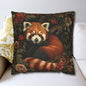 Botanical Red Panda Pillowcase: Morris Inspired Cottagecore Decor
