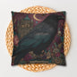 Mystical Raven Gothic Pillowcase with Floral Castle Art – Spooky Halloween Decor, Dark Academia Throw Pillow