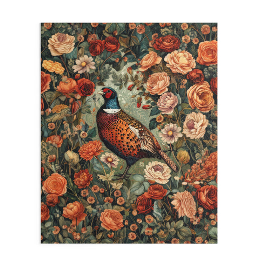 Pheasant Floral Garden | William Morris Inspired Jigsaw Puzzle Fall Gift Box | Cottage-core Art Deco Fall Puzzle Box (120, 252, 500-Piece)