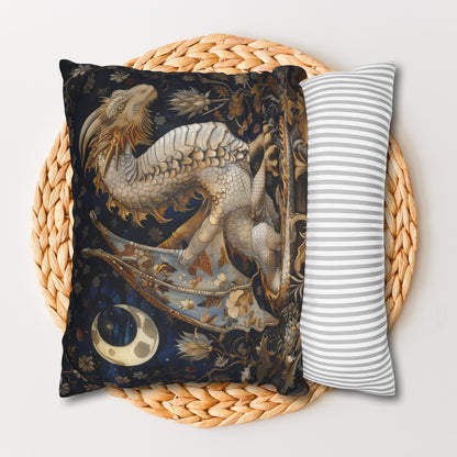 Victorian Dragon Crescent Moon And Stars in Whimsical Night Pillowcase