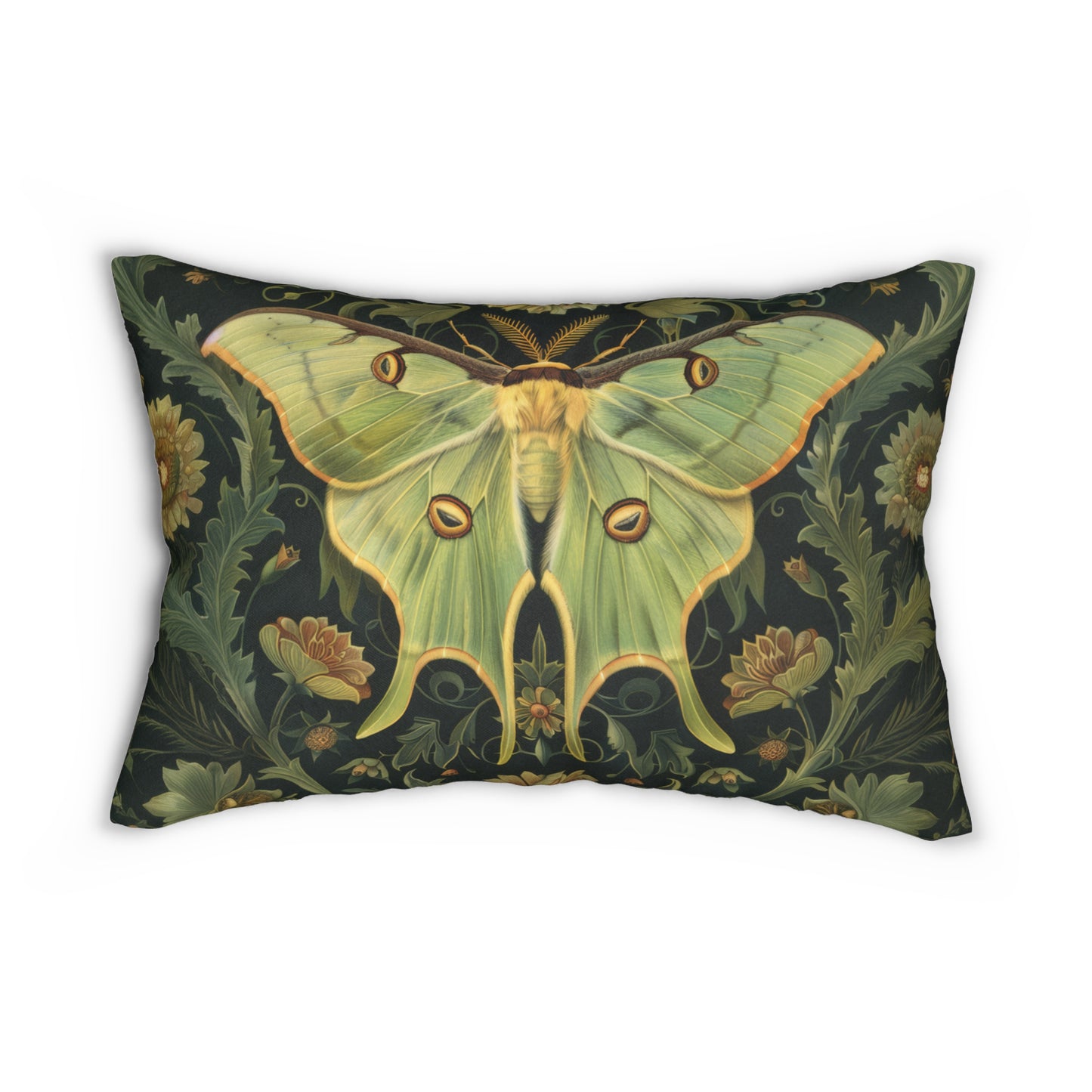 Woodland Luna Moth William Morris Inspired Lumbar Pillow