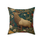 Majestic Elk Floral Pillow, William Morris Inspired Woodland Elf Decorative Pillow