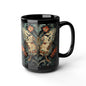 Woodland Botanical Butterfly William Morris Inspired Black Coffee Mug For Her Him Ceramic Mug Black Mug 11oz, 15oz