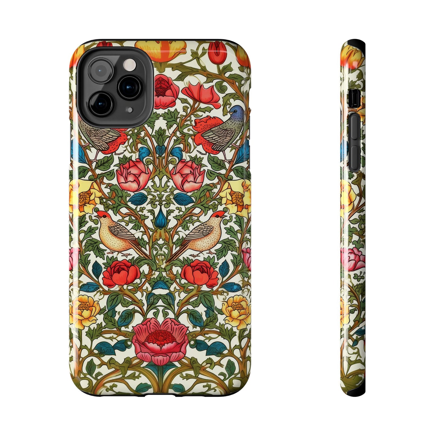 Vintage Pattern Rose And Bird in The Style of William Morris iPhone Tough Case