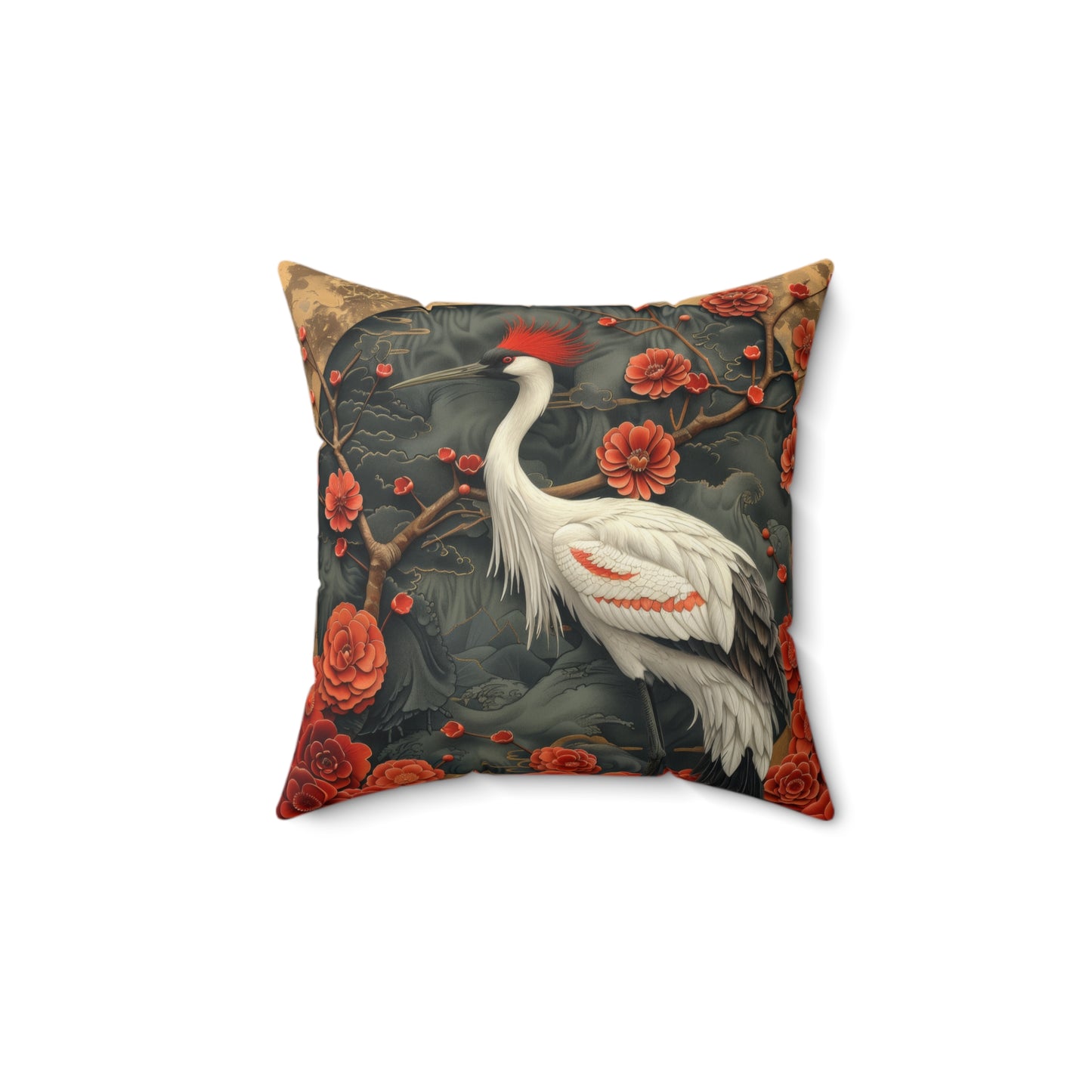 Chinese Art Style Egret Throw Pillow | Art Deco Pillow Cushion Gift for Her INSERT INCLUDED