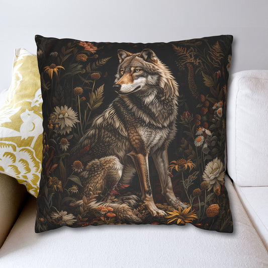 Woodland Wolf Decorative Square Cottagecore Pillowcase