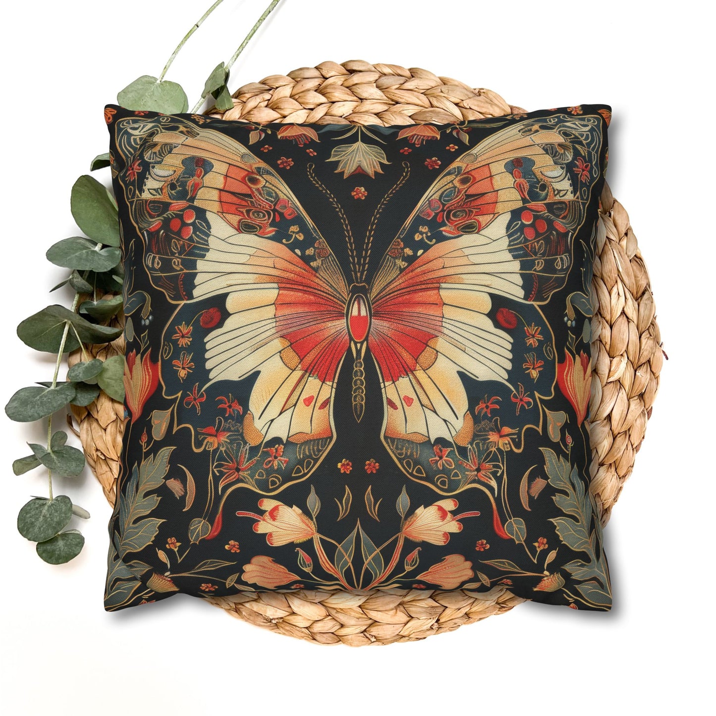 Enchanting Butterfly Woodland Blossoms Floral Botanical Pillowcase