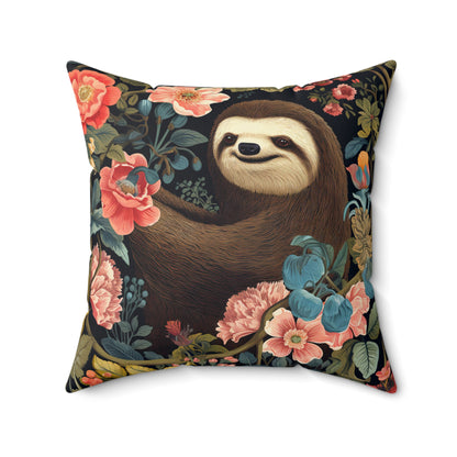 William Morris Inspired Sloth Pillow, Inspired, Decorative Sloth Cushion, Spun Polyester Square Pillow