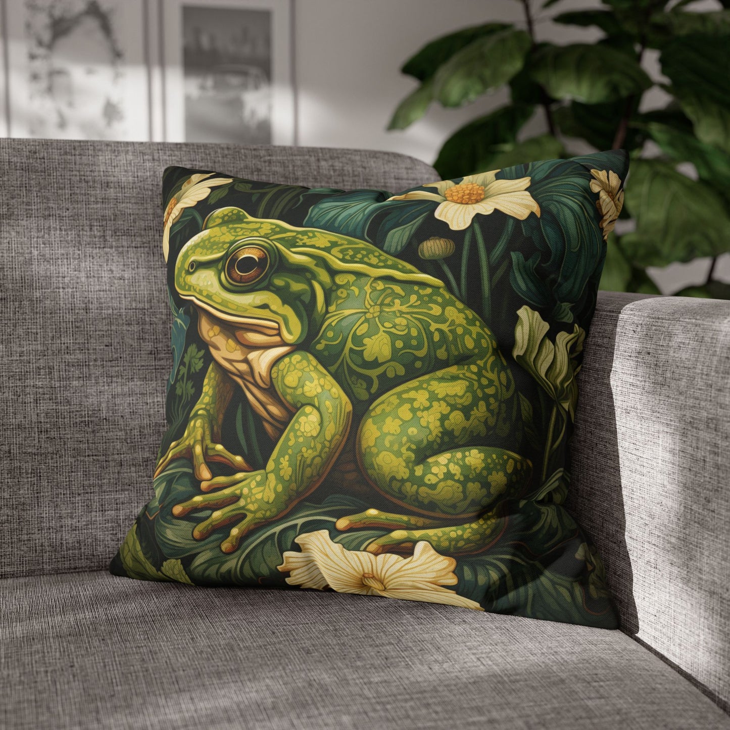 William Morris Inspired Forest Frog Pillowcase