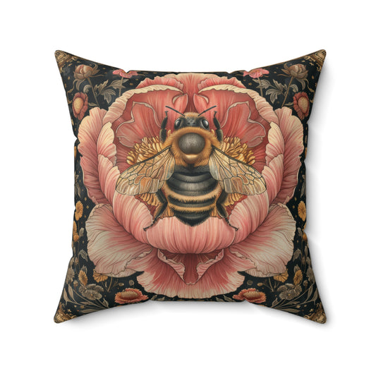 Bumblebee Pink Peony Pillow, William Morris Decor, Throw Cushion, Floral Home Decor, Square Pillow Cover