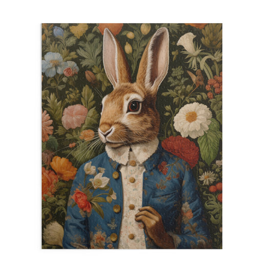Victorian Rabbit Puzzle, William Morris Inspired Cottagecore Jigsaw (120, 252, 500 Pieces)