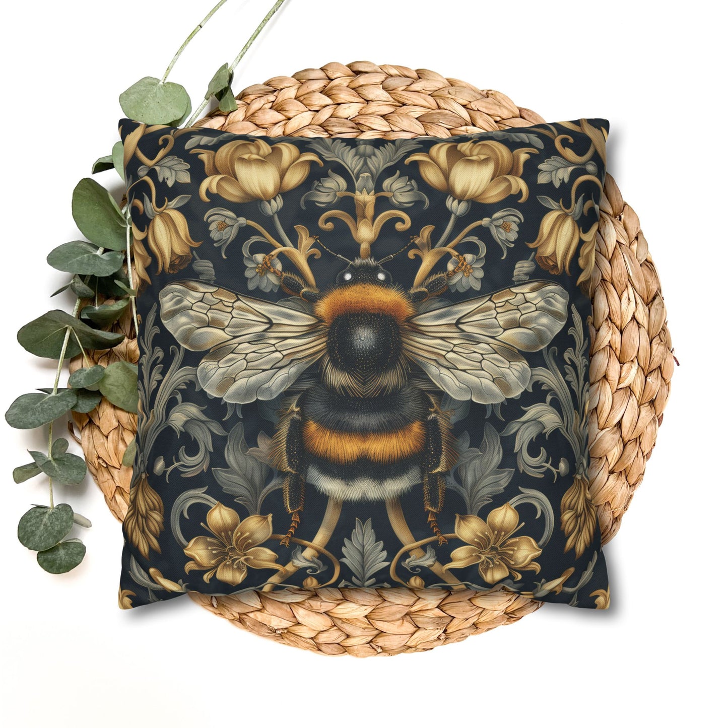 Pillowcase Victorian Art Inspired Bumblebee Baroque Gold Flora