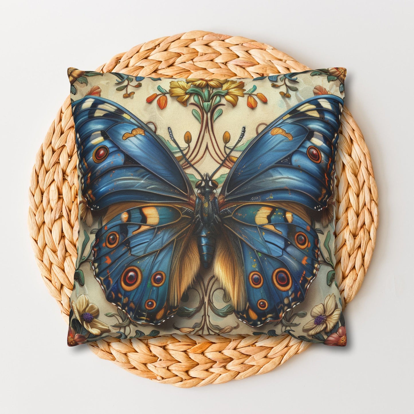 Blue Butterfly Decorative Pillowcase - Nature-Inspired Home Accent