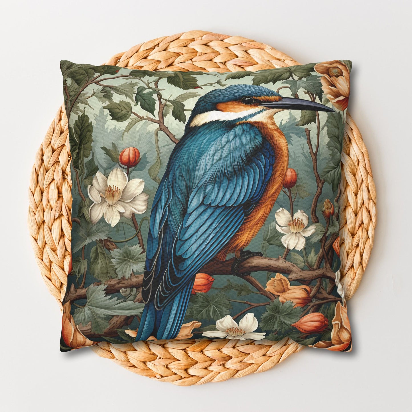 William Morris Inspired Botanical Kingfisher Pillowcase