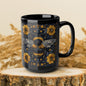 Bumblebee Gold Botanicals William Morris Inspired Black Coffee Mug For Her Him Ceramic Mug Black Mug 11oz, 15oz
