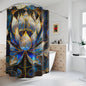 Stained Glass Lotus Flowers Shower Curtains, Art Deco Bathroom Decor, Unique Floral Shower Curtain, Colorful Bath Curtain, Home Spa