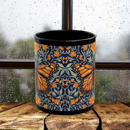 William Morris Inspired Monarch Butterfly Coffee Mug 11oz, 15 oz