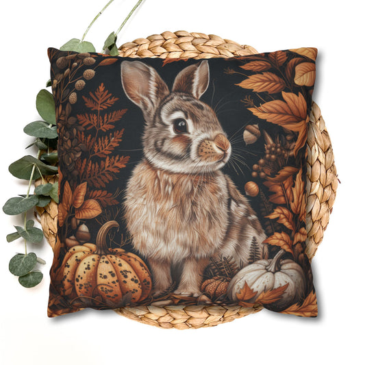 Bunny Fall Pillow: William Morris Autumn Forest Throw Cushion